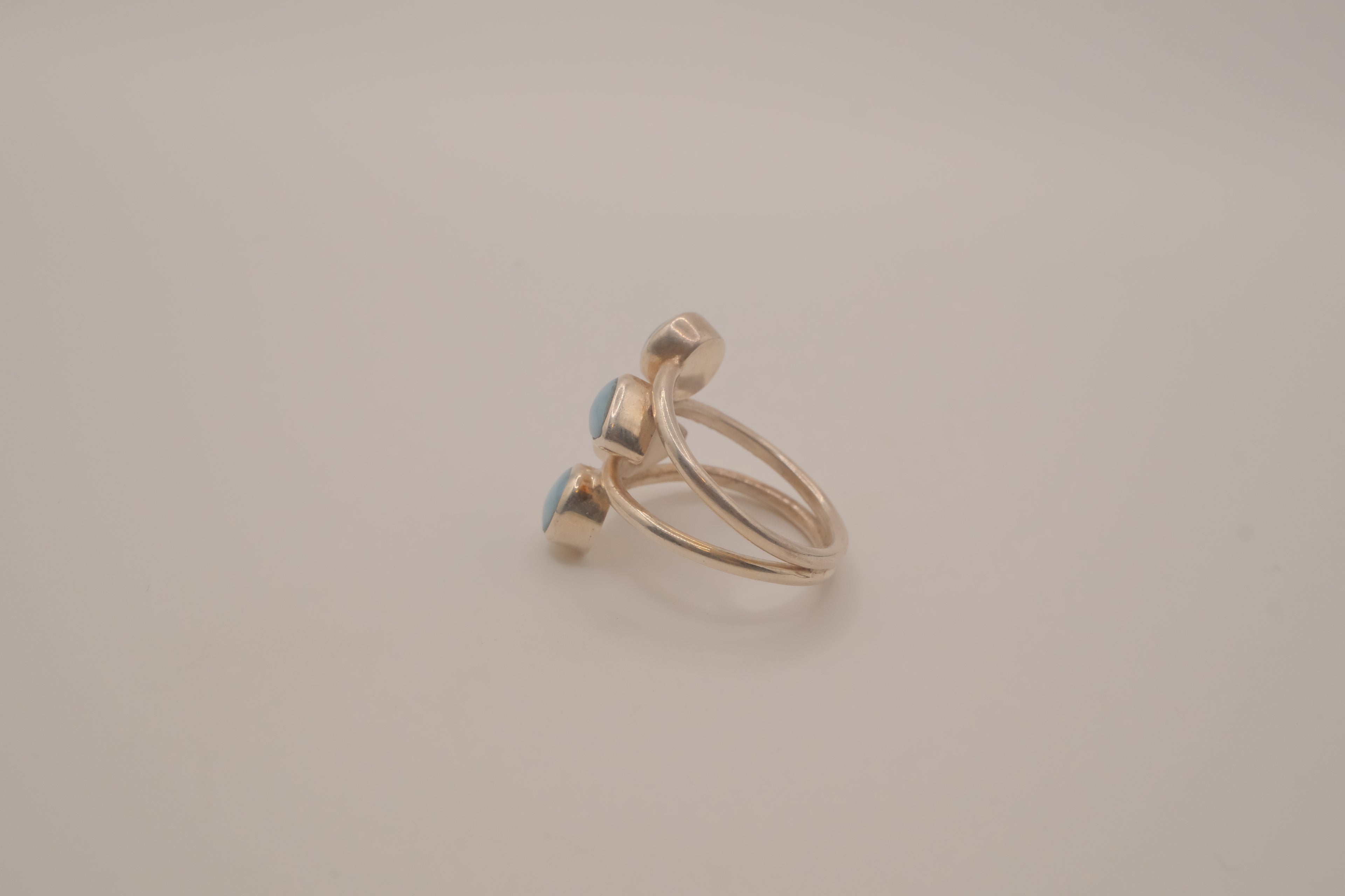 Sterling silver multi-stone Larimar ring