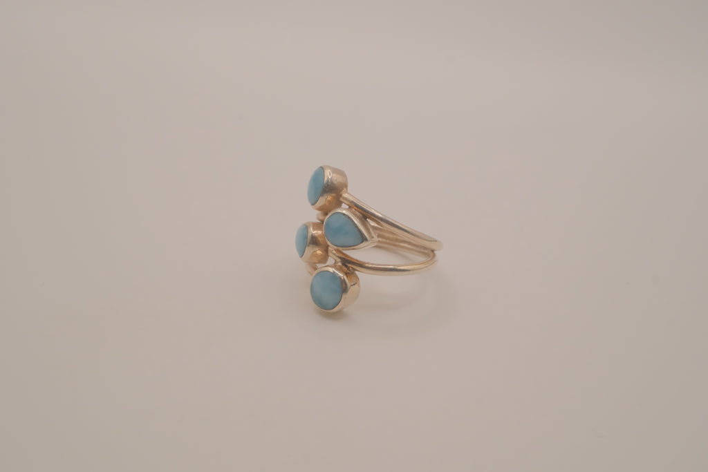 Sterling silver multi-stone Larimar ring