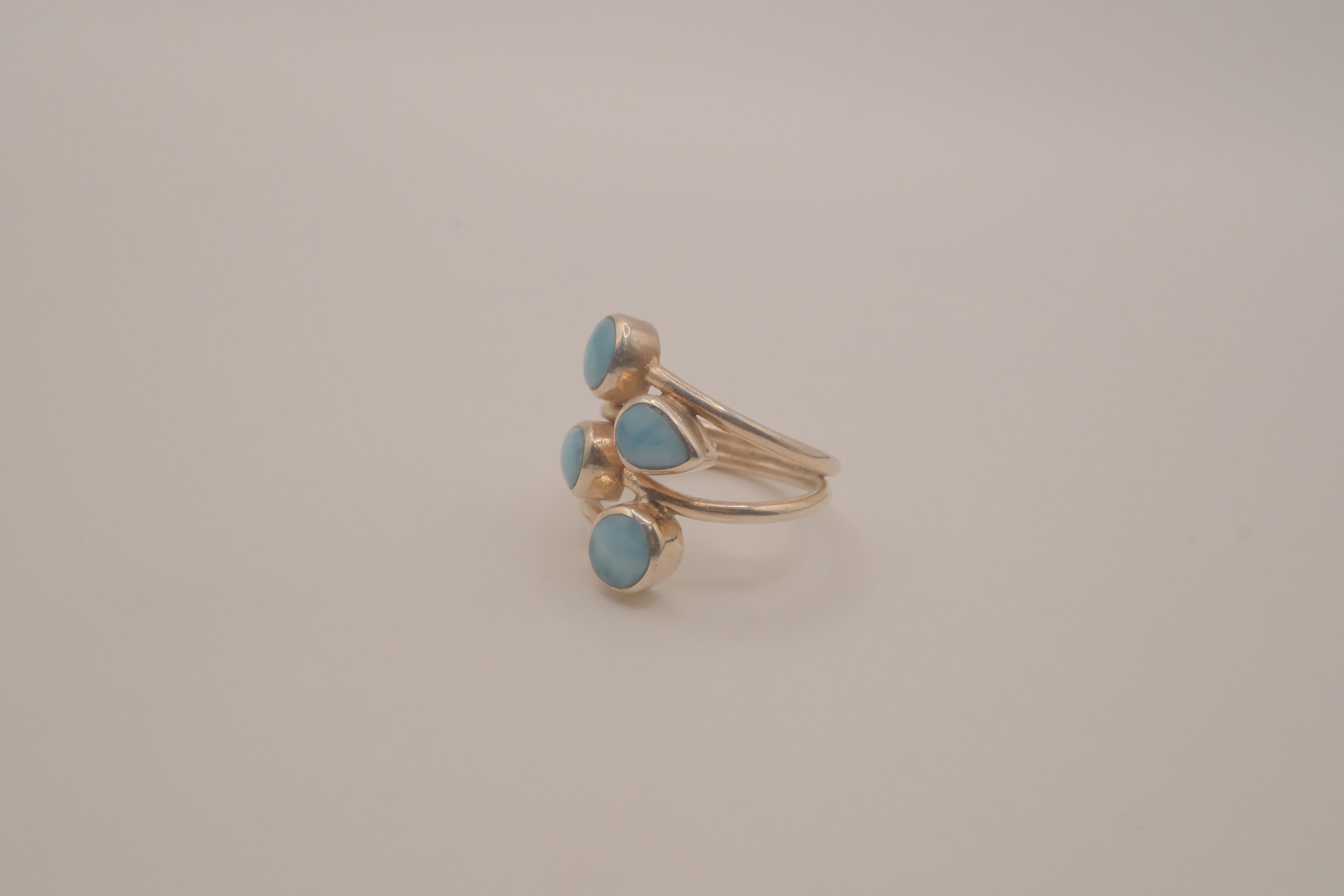 Sterling silver multi-stone Larimar ring