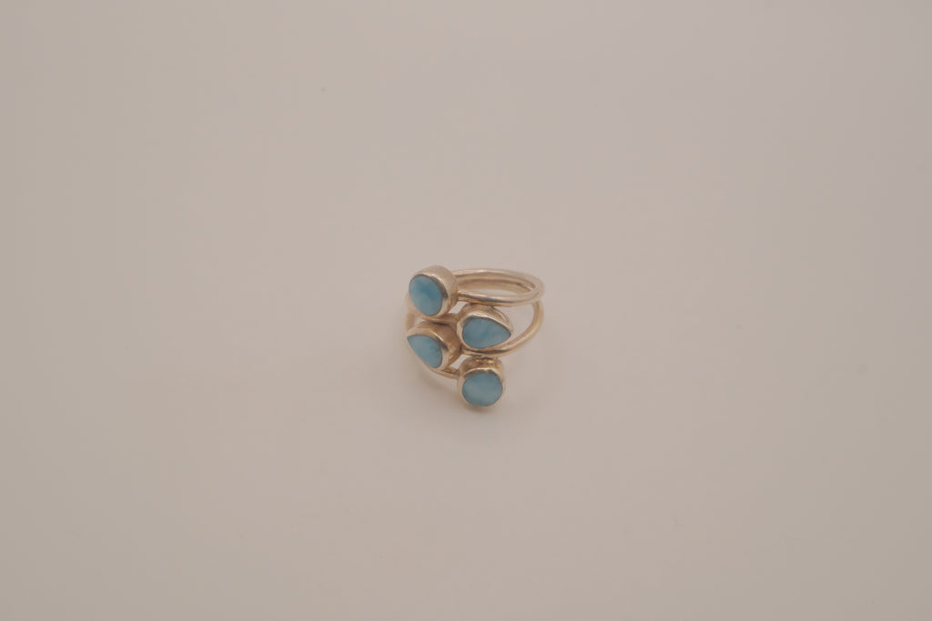 Sterling silver multi-stone Larimar ring