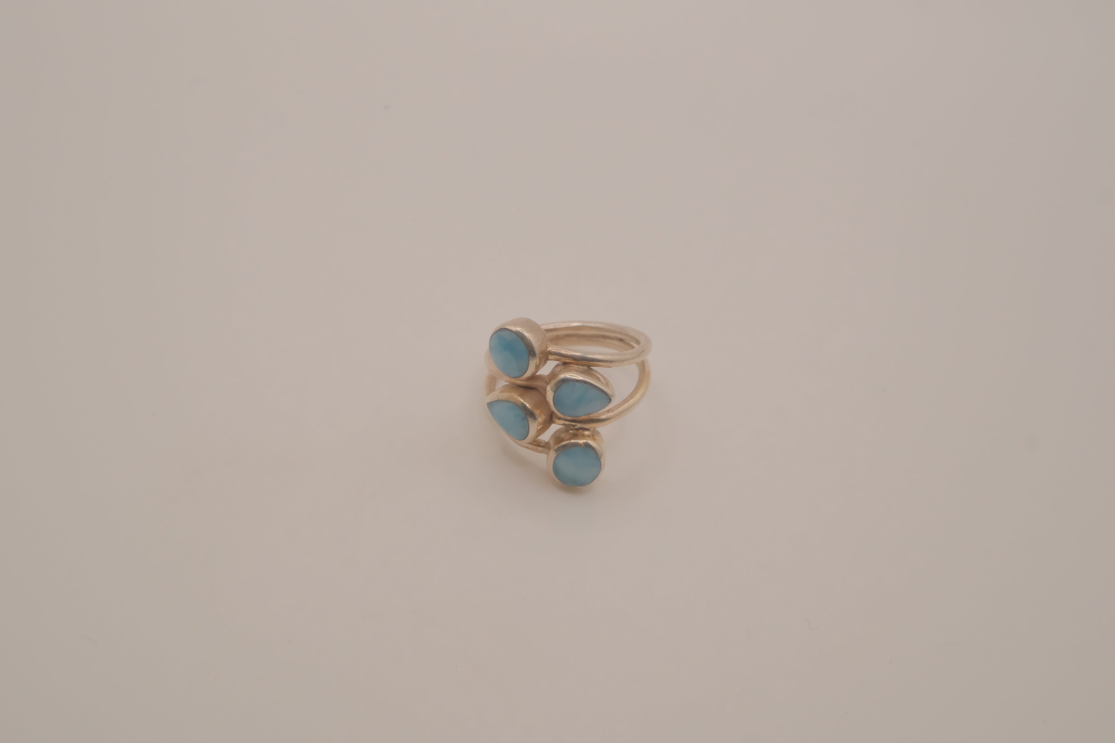 Sterling silver multi-stone Larimar ring