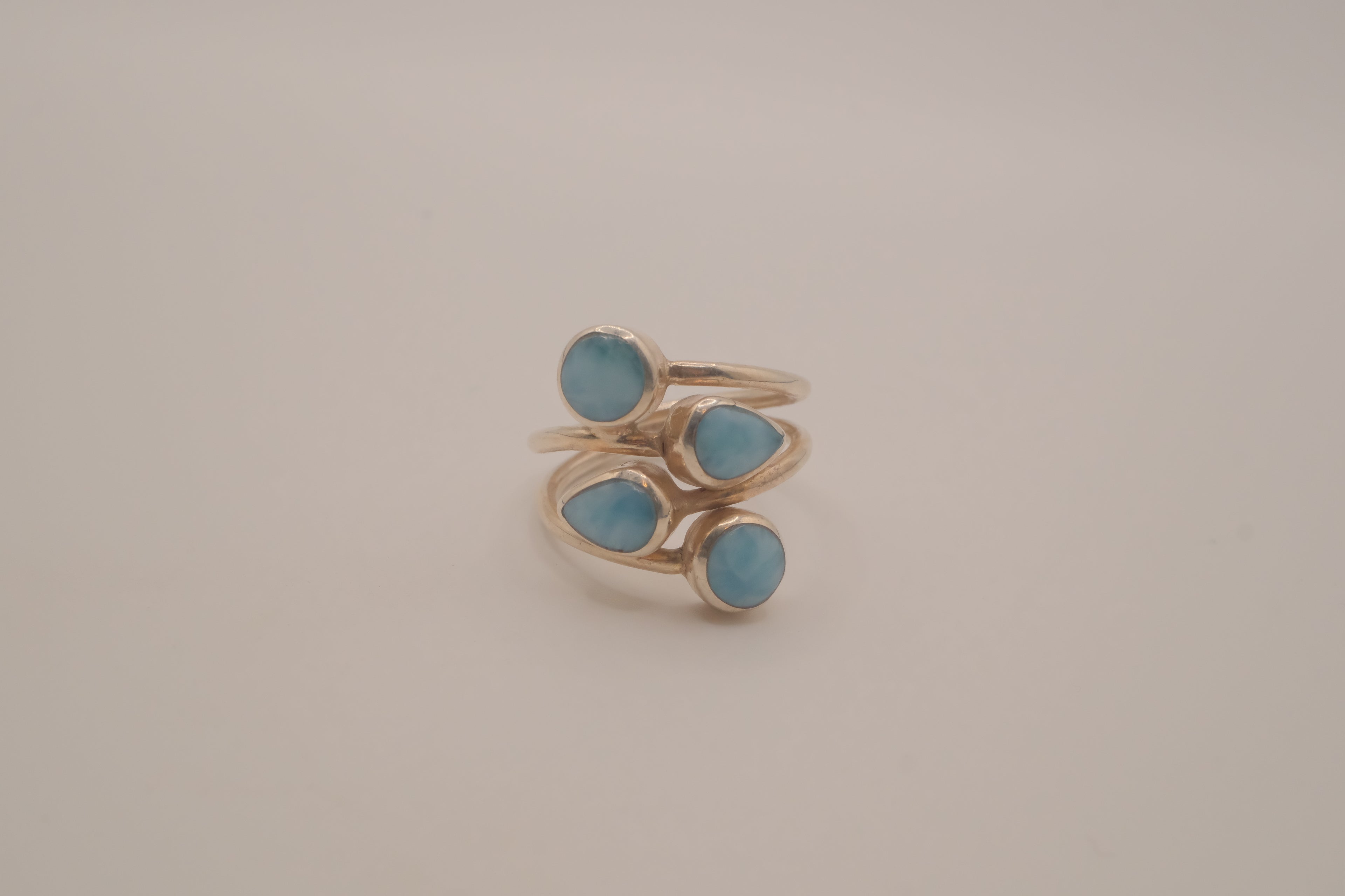 Sterling silver multi-stone Larimar ring