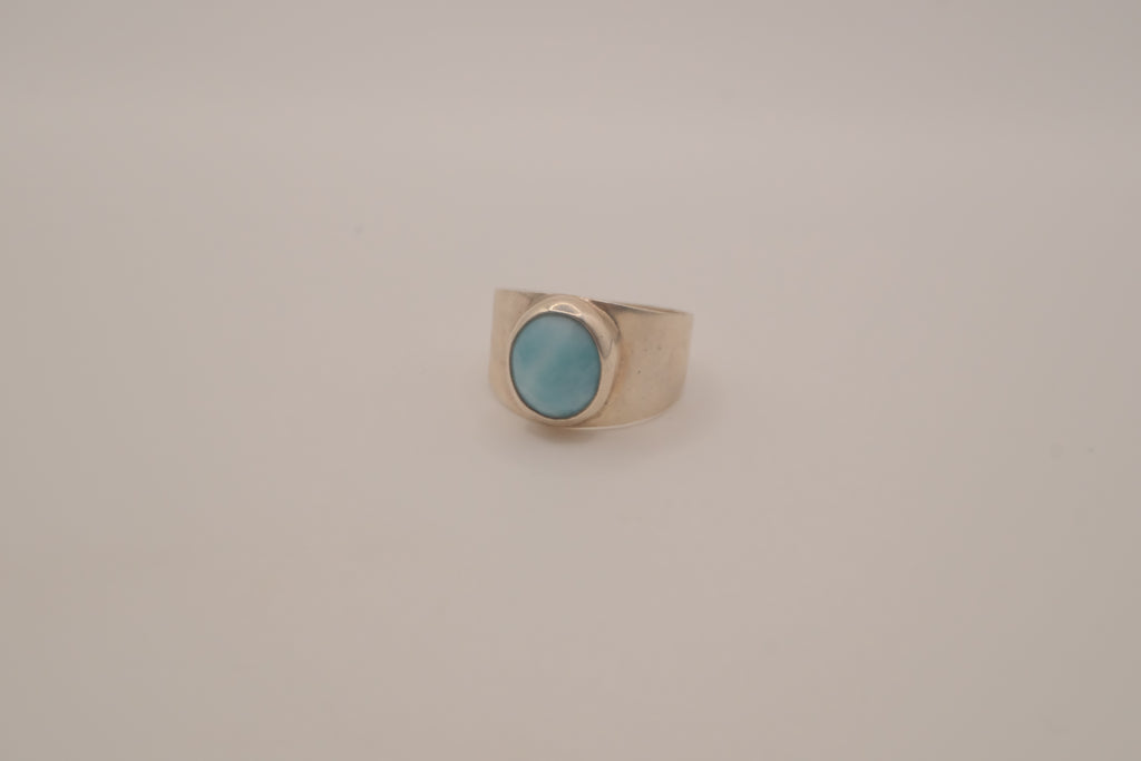 Larimar sterling silver signet ring