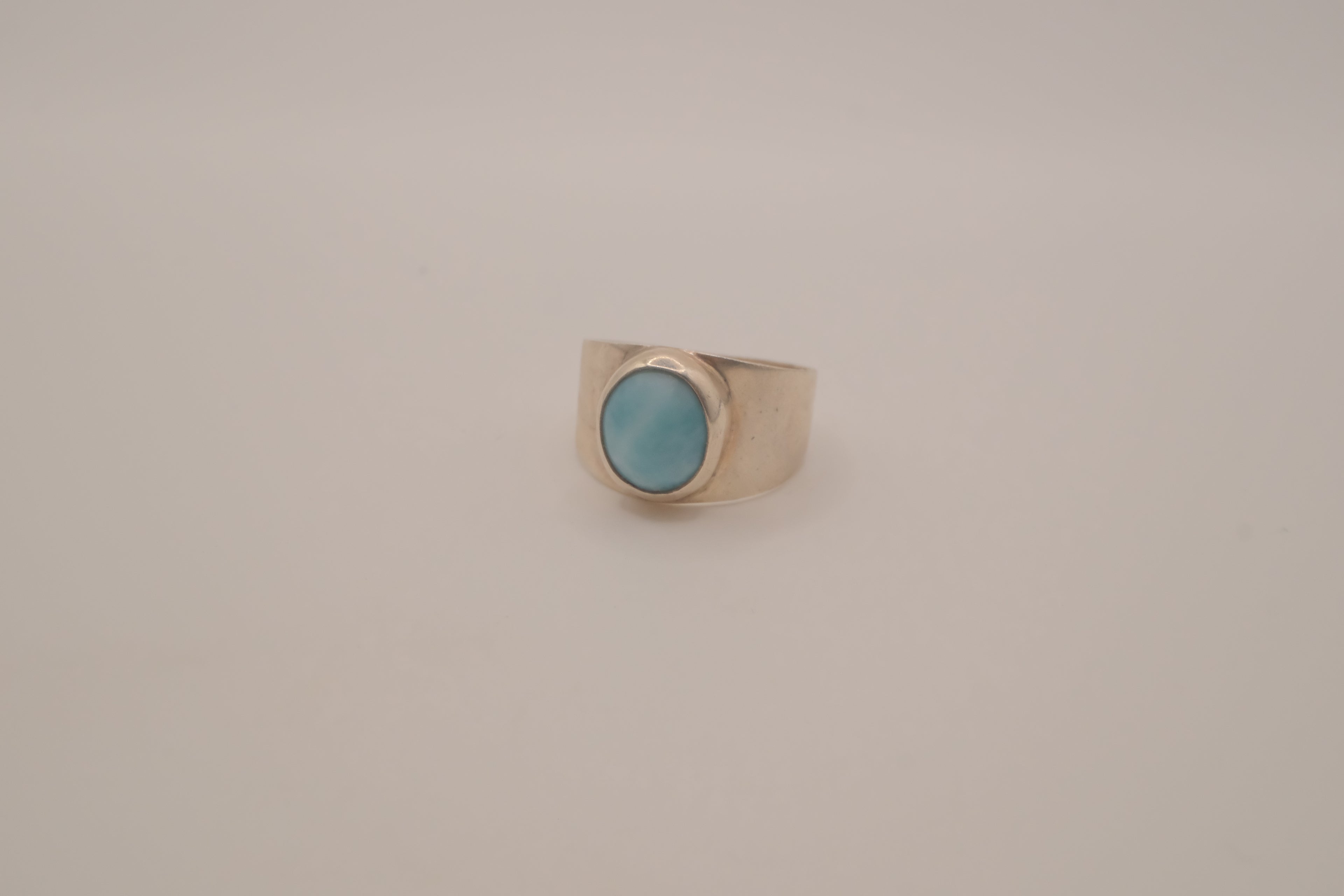 Larimar sterling silver signet ring