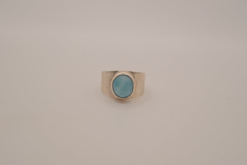 Larimar sterling silver signet ring