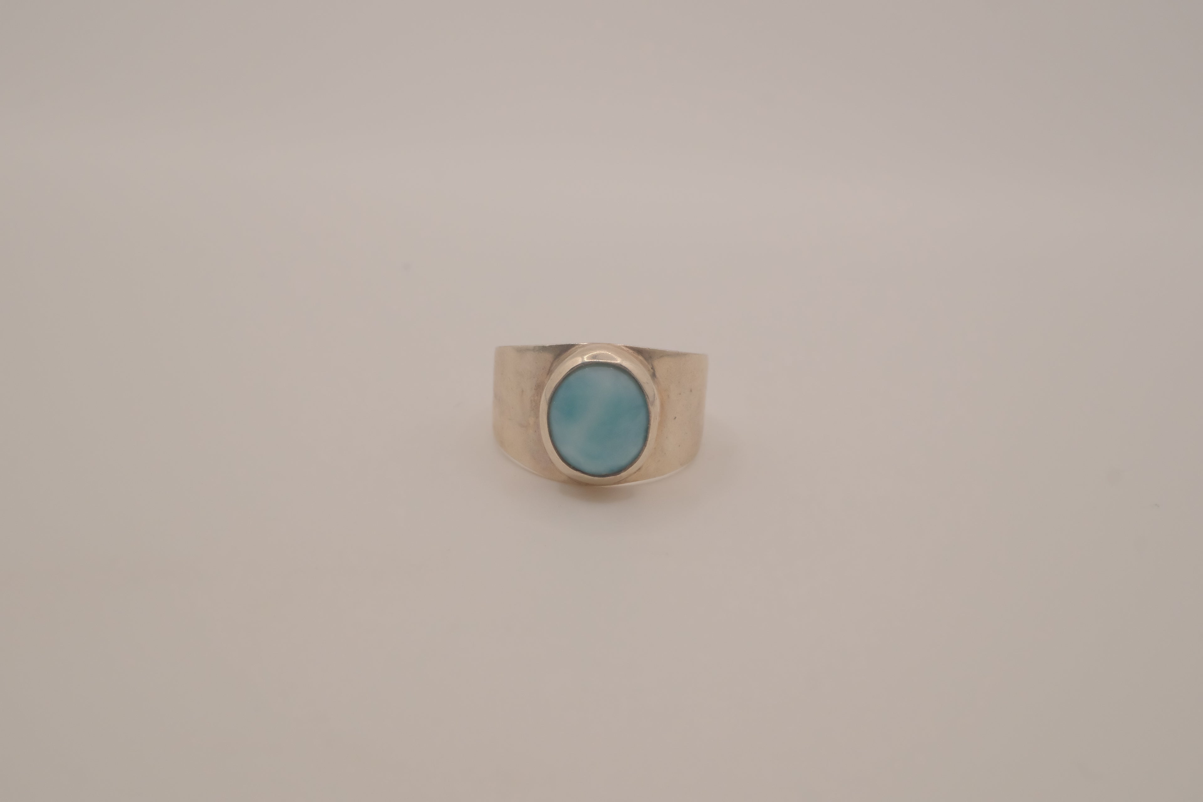 Larimar sterling silver signet ring