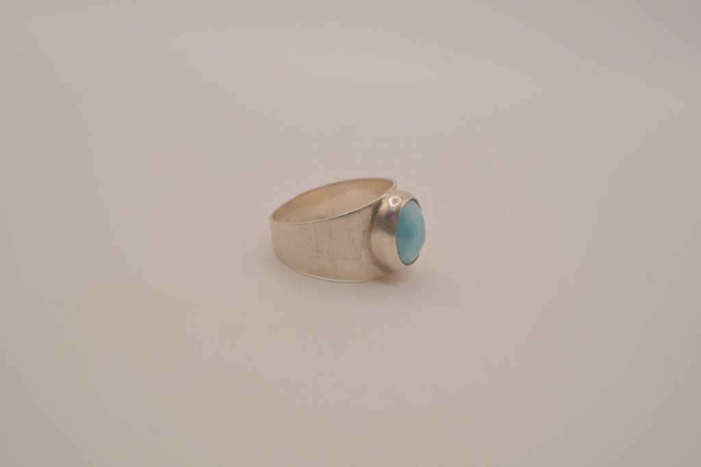 Larimar sterling silver signet ring