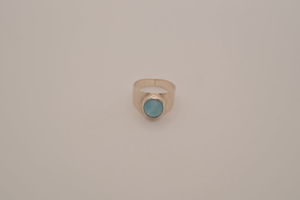 Larimar sterling silver signet ring