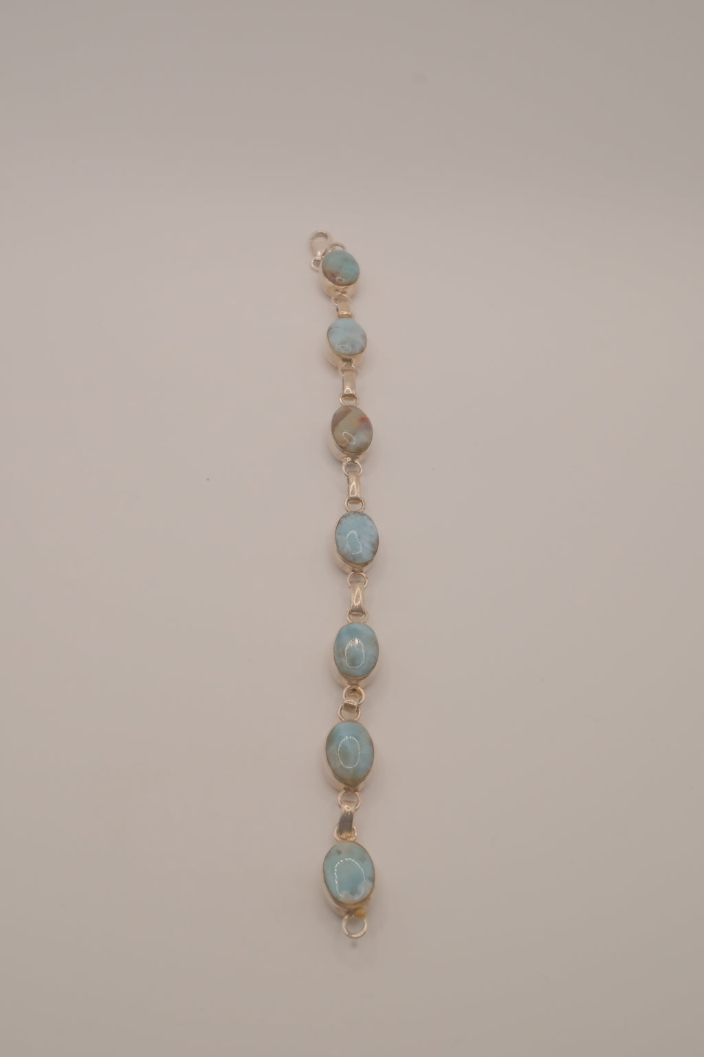 Double faced Larimar &amp; Amber Sterling Silver bracelet