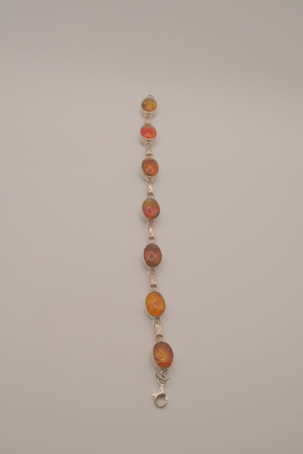 Double faced Larimar &amp; Amber Sterling Silver bracelet