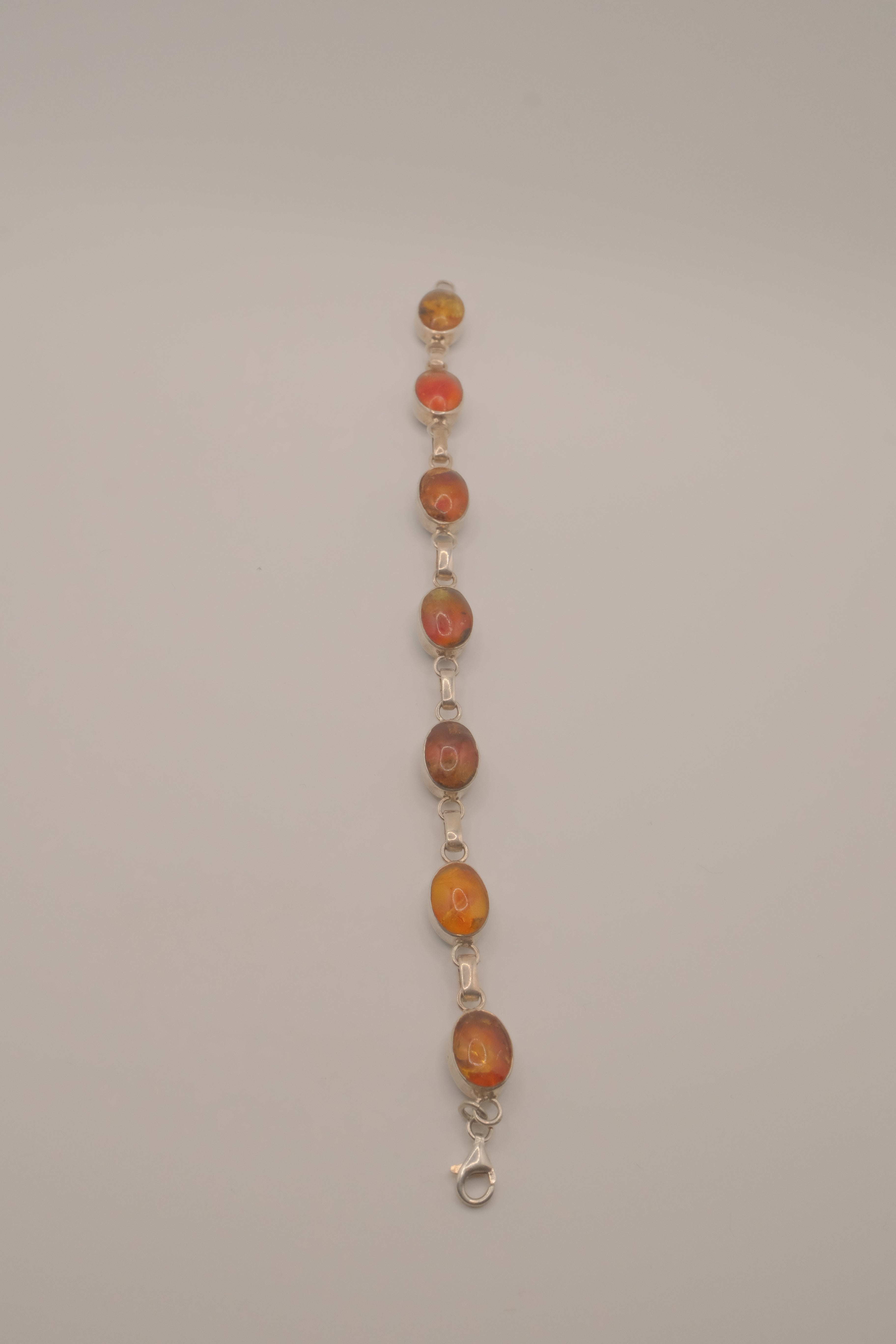 Double faced Larimar &amp; Amber Sterling Silver bracelet