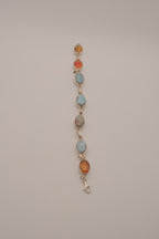 Double faced Larimar &amp; Amber Sterling Silver bracelet