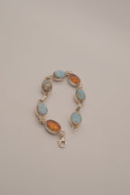 Double faced Larimar &amp; Amber Sterling Silver bracelet