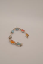Double faced Larimar &amp; Amber Sterling Silver bracelet