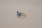 Sterling Silver Blue Opal Butterfly Ring