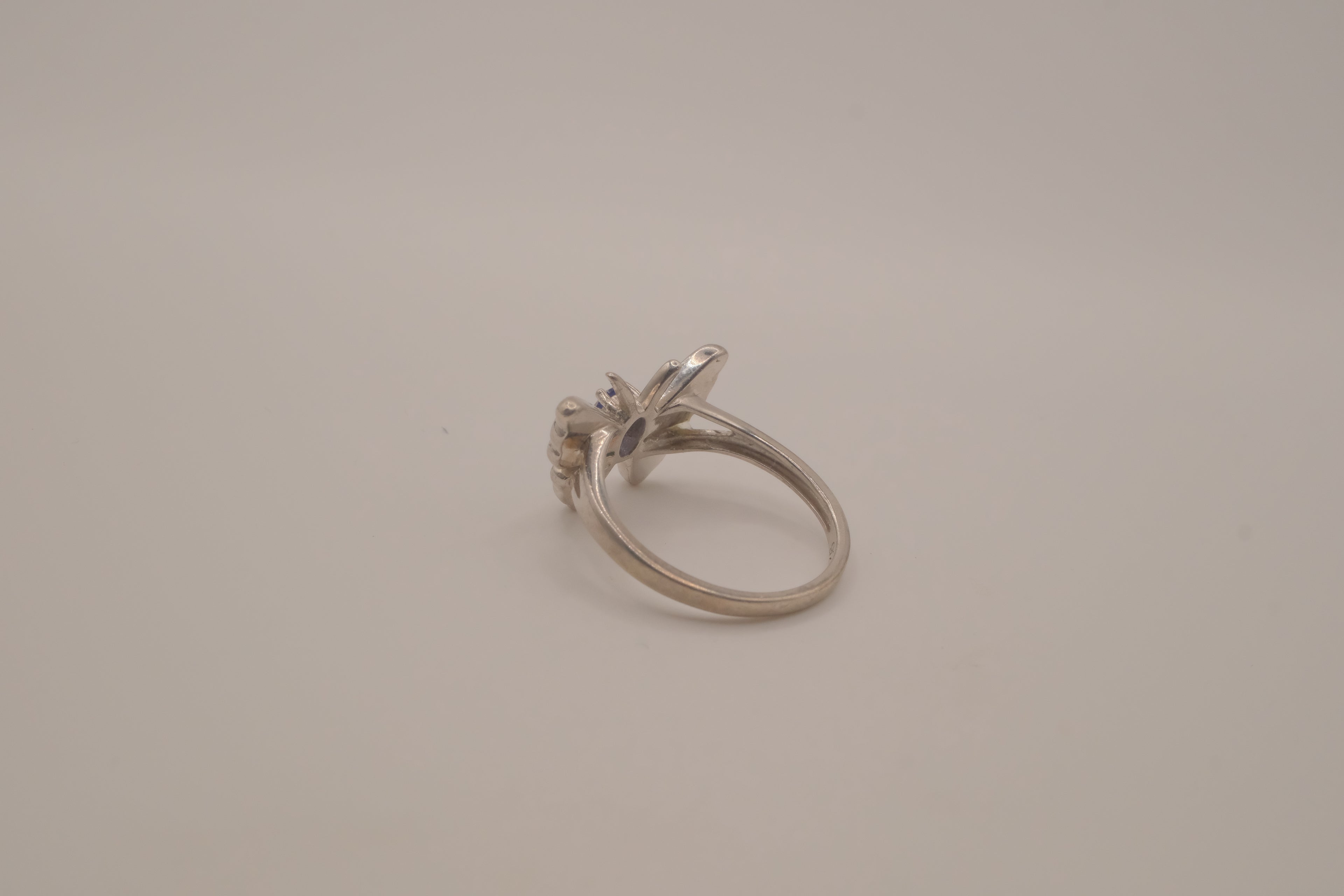 Sterling Silver Blue Opal Butterfly Ring