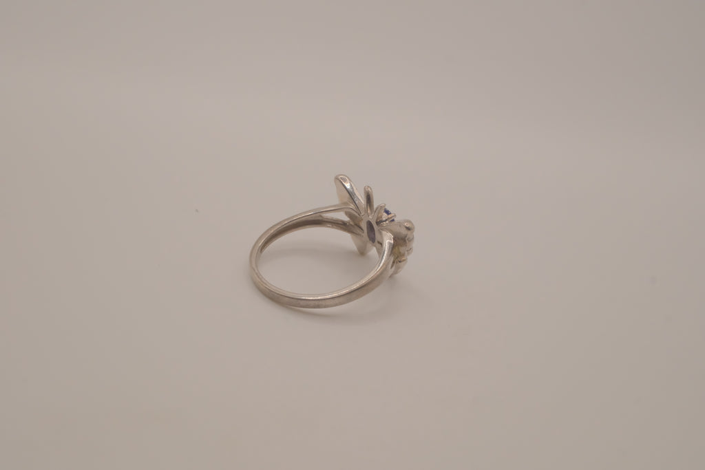 Sterling Silver Blue Opal Butterfly Ring