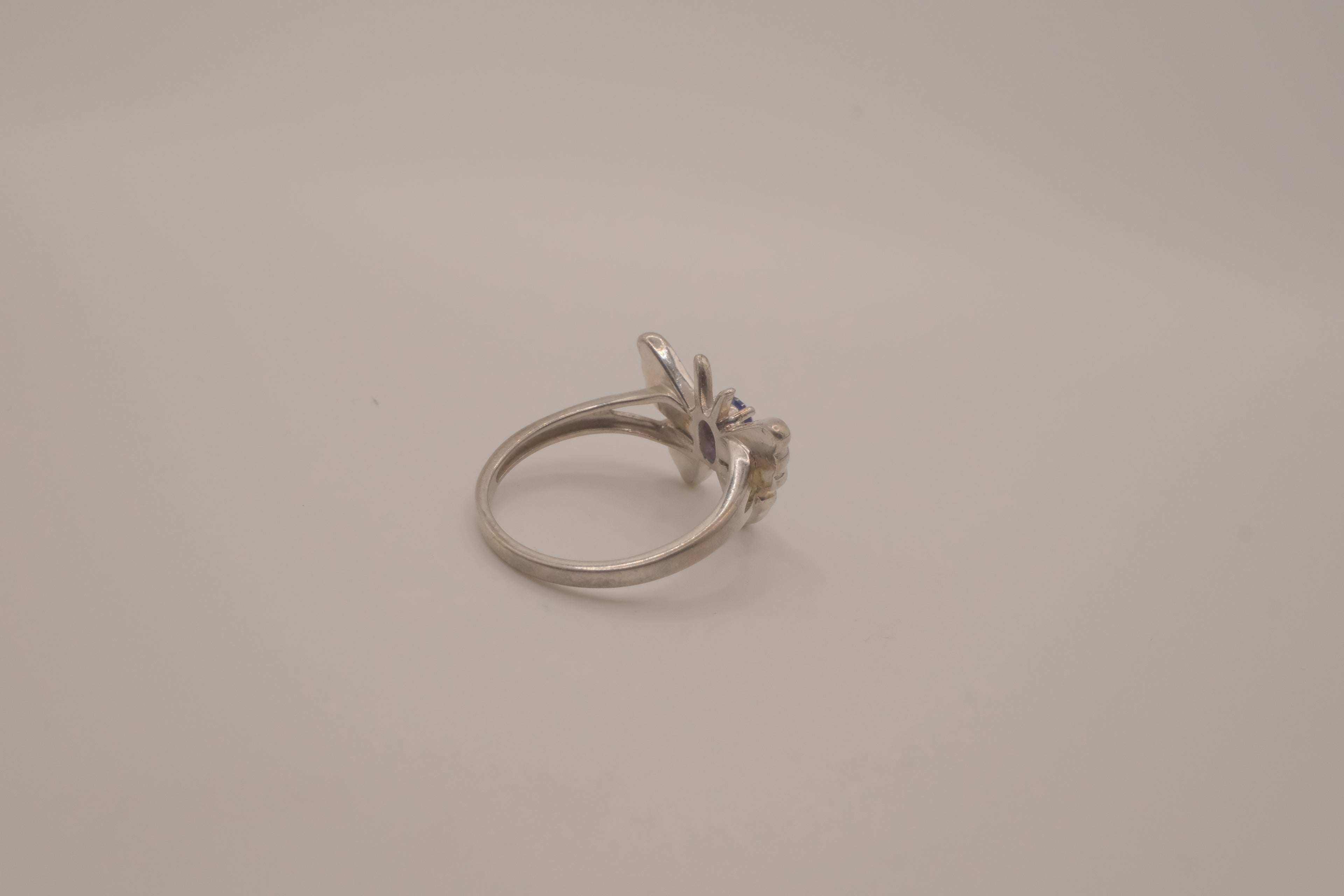 Sterling Silver Blue Opal Butterfly Ring