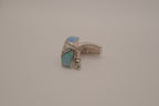 Sterling silver Zuni-style Native American opal inlay half-hoop post earrings