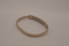 Vintage Mexican alpaca silver abalone shell inlay hook bangle bracelet