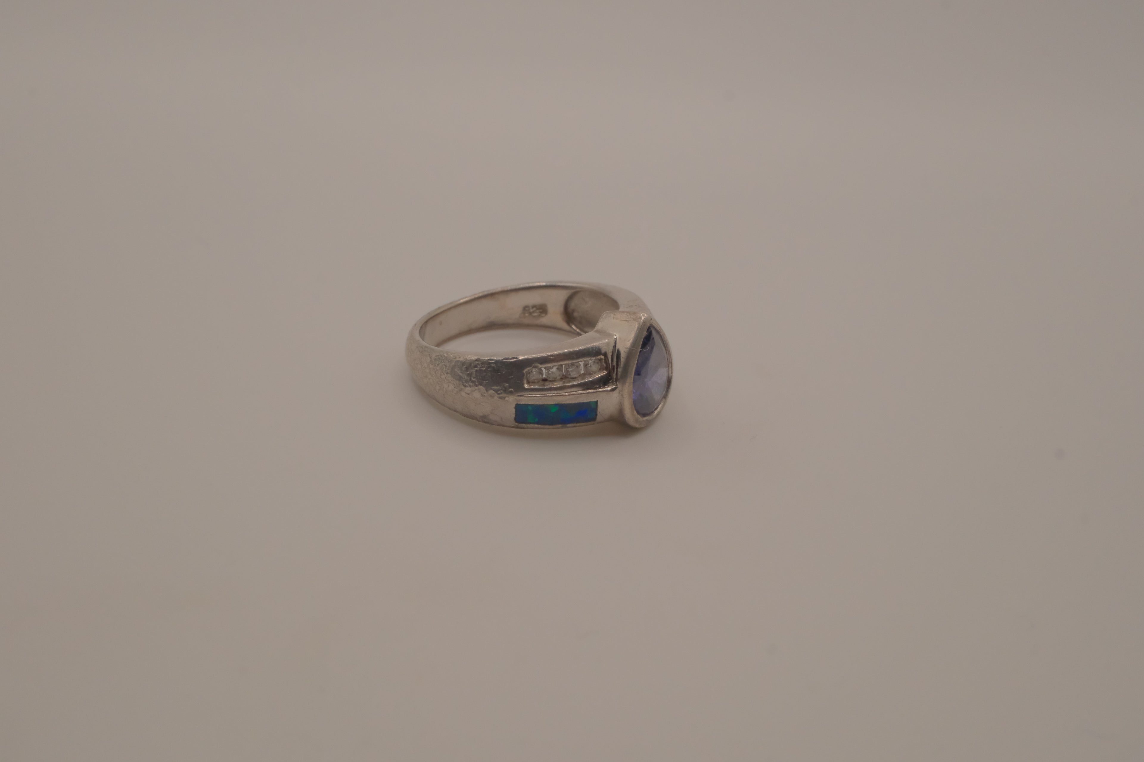 Sterling silver Blue Opal teardrop ring