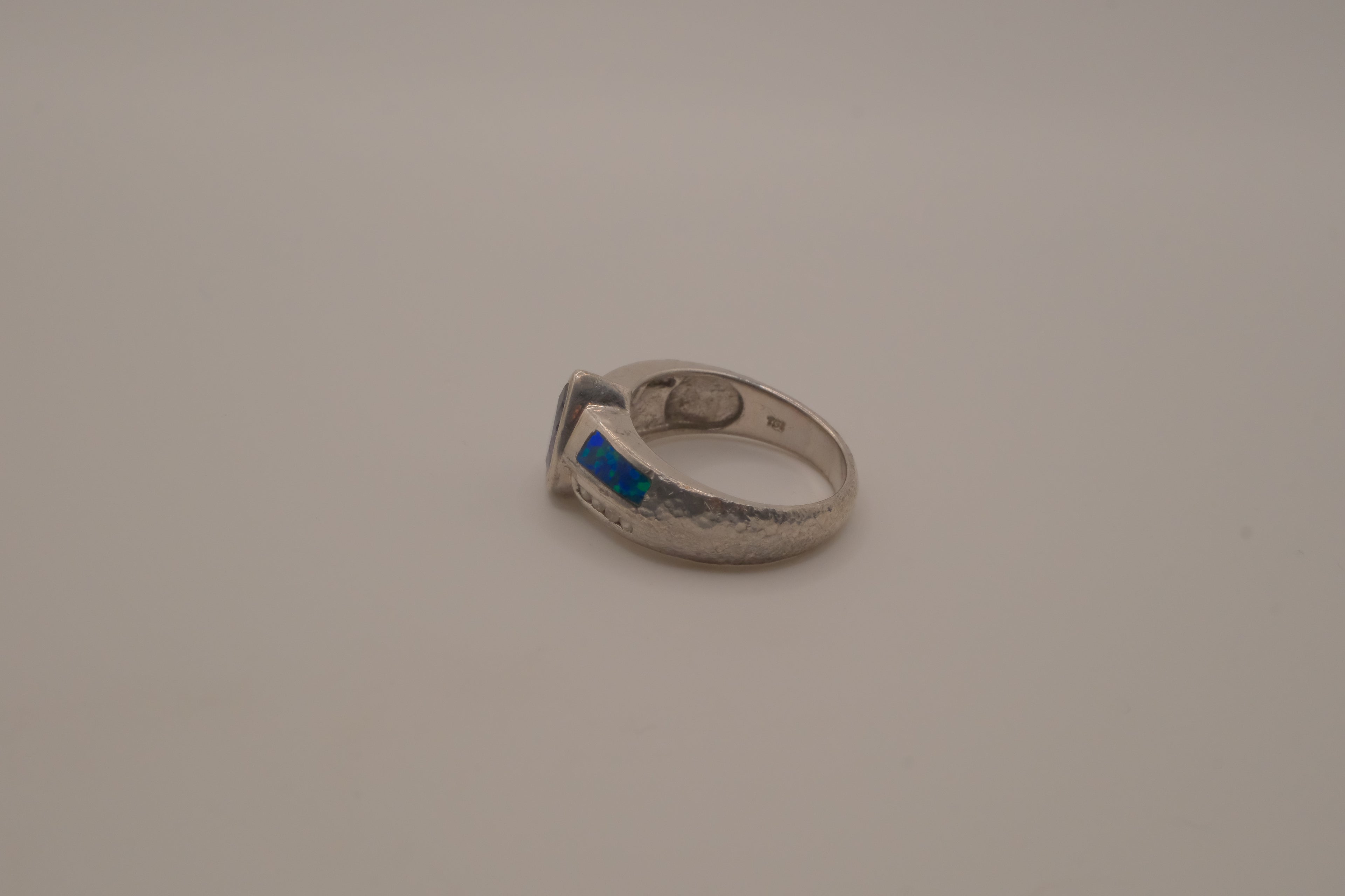 Sterling silver Blue Opal teardrop ring