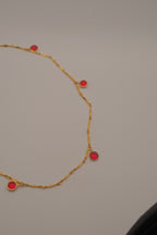 Reworked Dainty Gold Vibrant Red Belly Chain