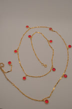 Reworked Dainty Gold Vibrant Red Belly Chain