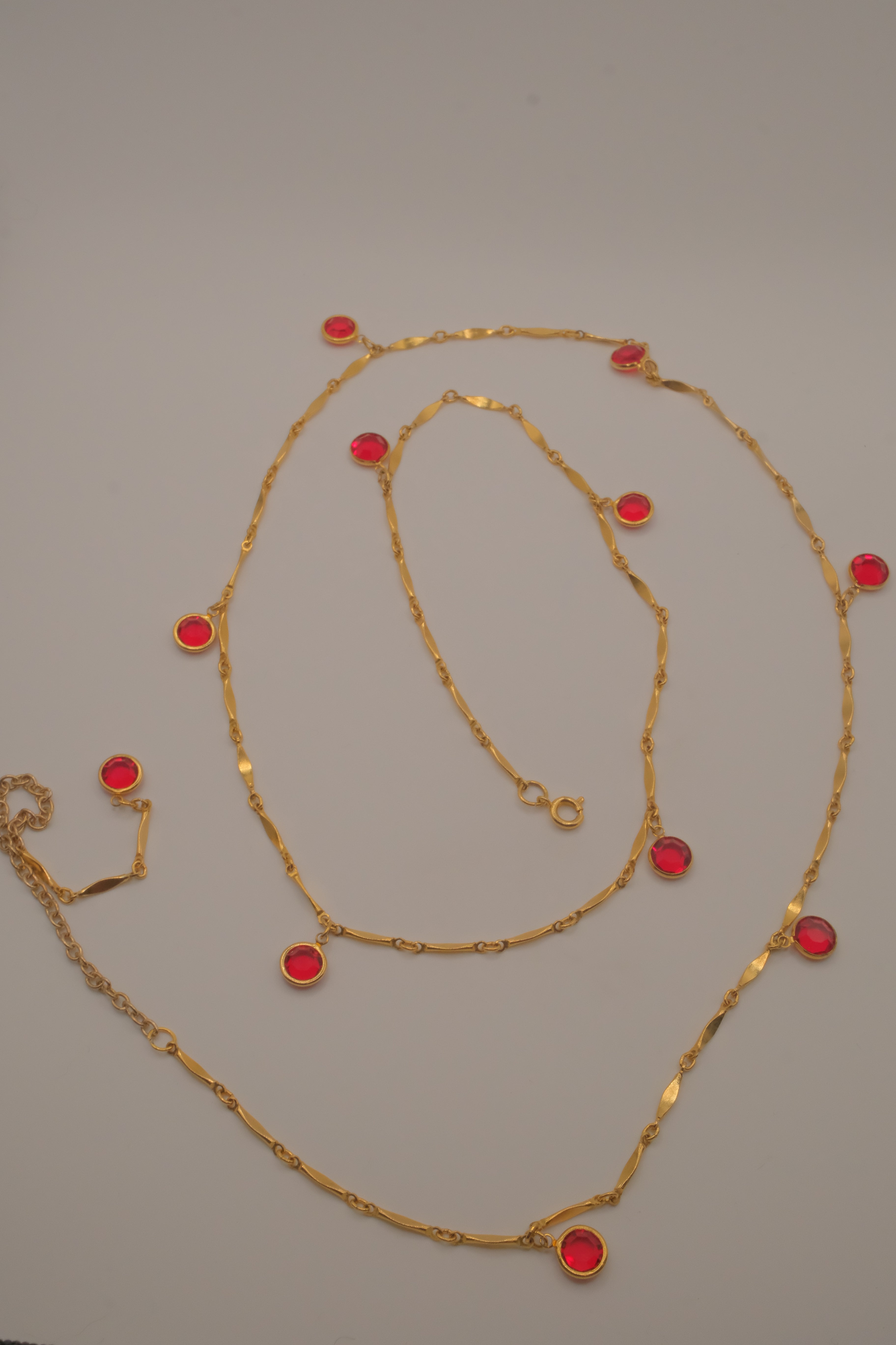 Reworked Dainty Gold Vibrant Red Belly Chain