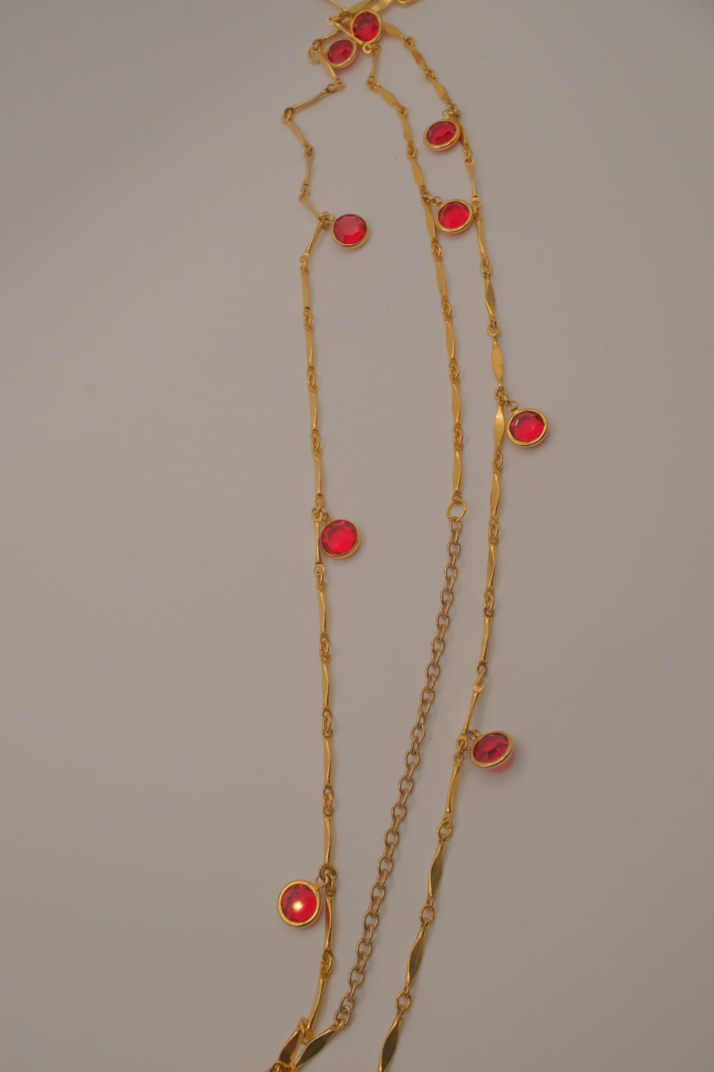 Reworked Dainty Gold Vibrant Red Belly Chain