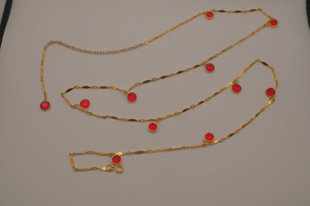 Reworked Dainty Gold Vibrant Red Belly Chain