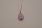 Sterling silver Lavender jade teardrop pendant necklace