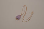 Sterling silver Lavender jade teardrop pendant necklace