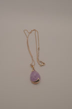 Sterling silver Lavender jade teardrop pendant necklace