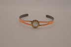 Vintage split-band Mother of Pearl copper cuff bracelet&nbsp;