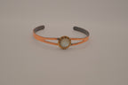 Vintage split-band Mother of Pearl copper cuff bracelet&nbsp;