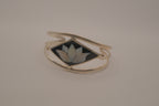 Vintage Mexican Alpaca Silver Lotus flower Cuff Bracelet&nbsp;