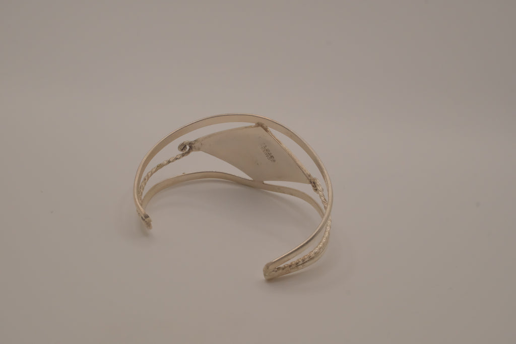 Vintage Mexican Alpaca Silver Lotus flower Cuff Bracelet&nbsp;