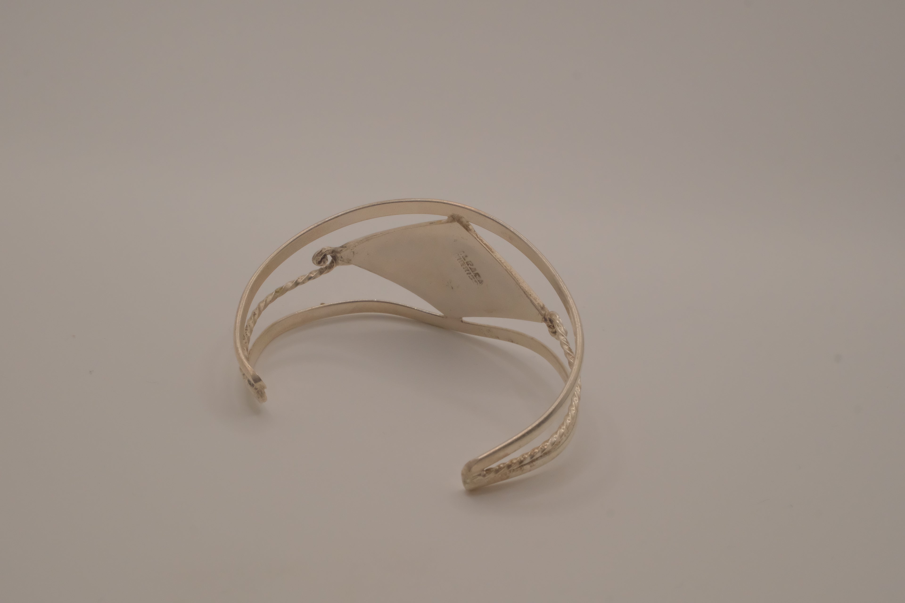 Vintage Mexican Alpaca Silver Lotus flower Cuff Bracelet&nbsp;
