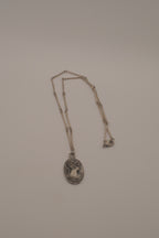 Vintage Art Nouveau-style pewter cameo necklace