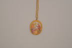 Limoges style porcelain cameo pendant necklace