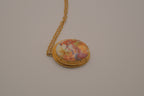 Limoges style porcelain cameo pendant necklace