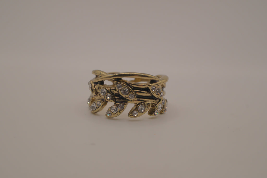 Antique Gold olive-leaf vine ring