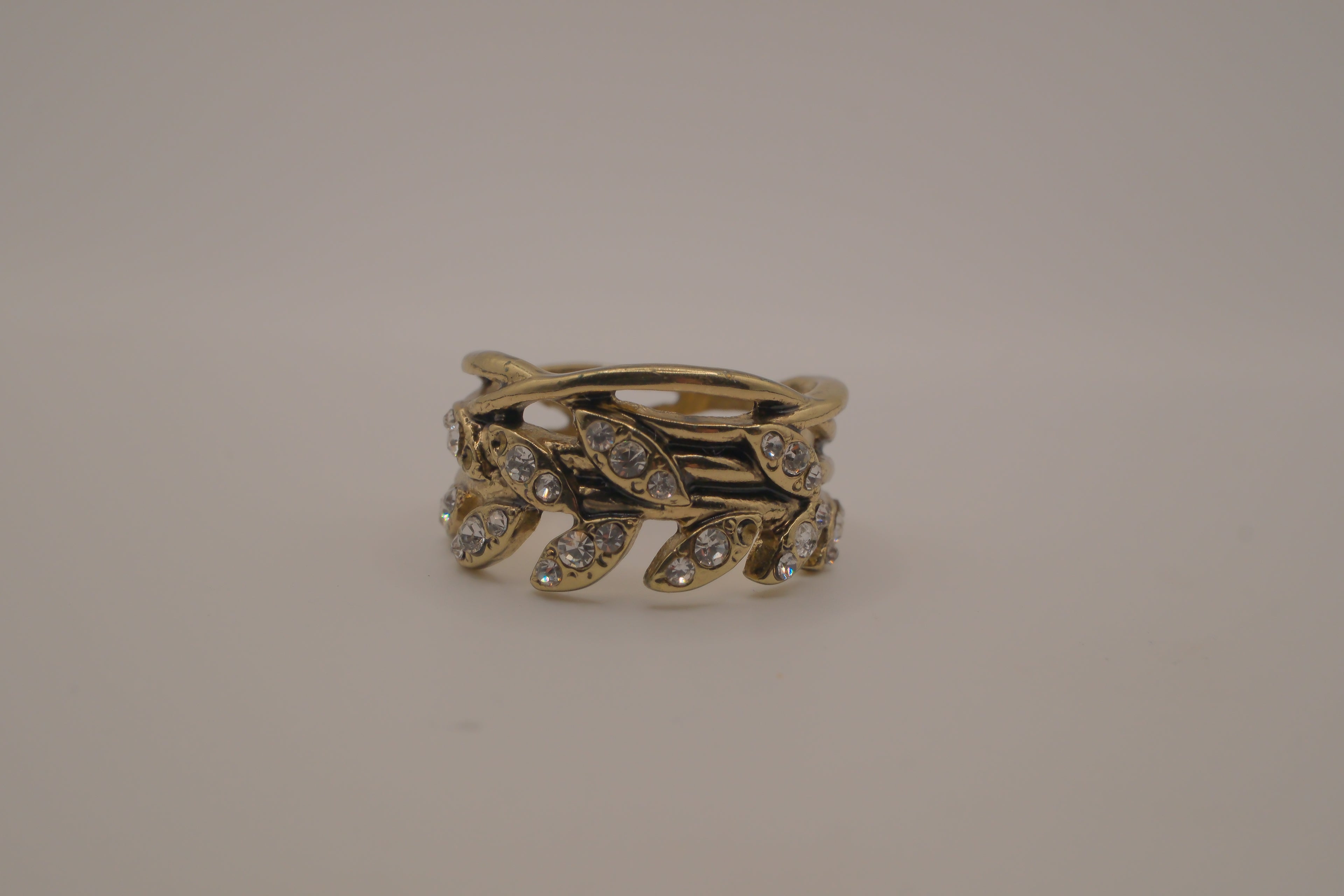 Antique Gold olive-leaf vine ring