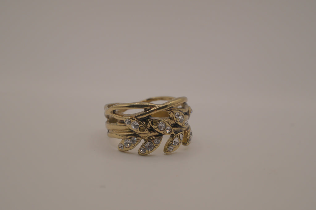 Antique Gold olive-leaf vine ring