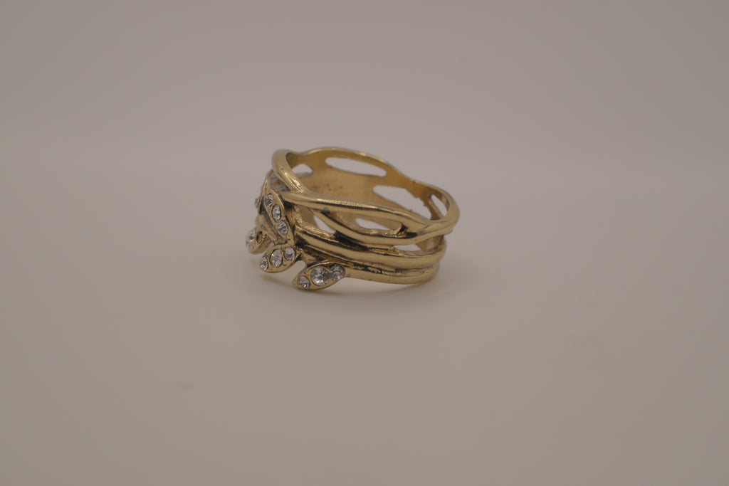 Antique Gold olive-leaf vine ring