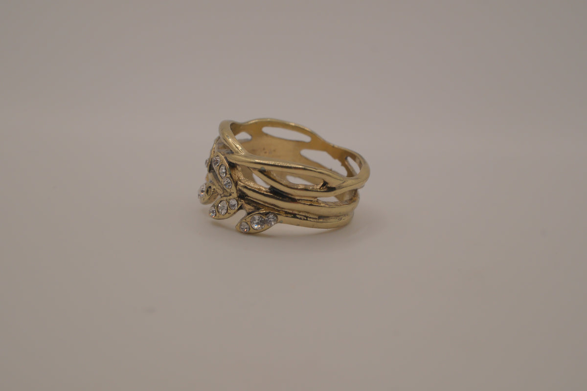 Antique Gold olive-leaf vine ring