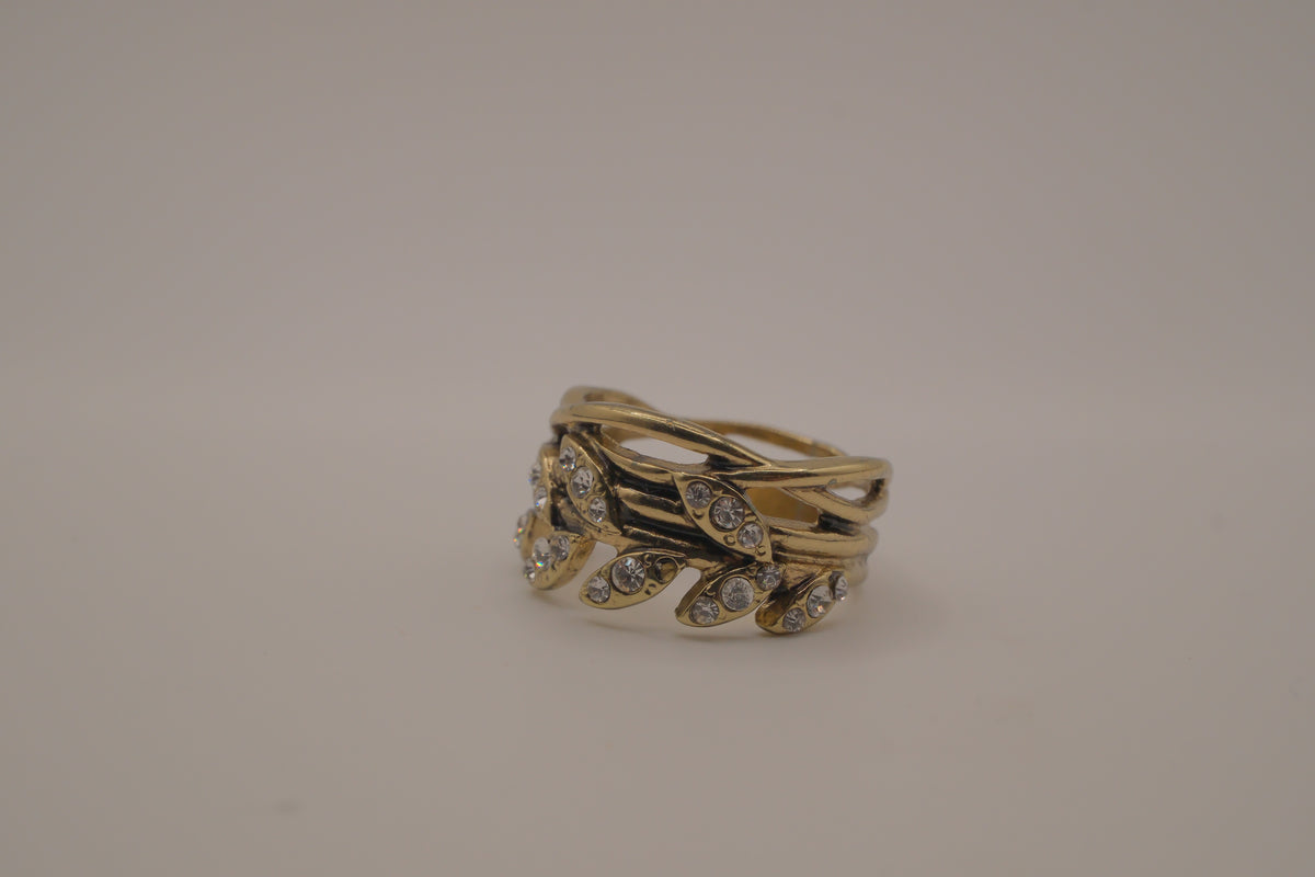 Antique Gold olive-leaf vine ring