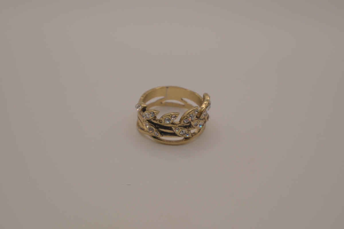 Antique Gold olive-leaf vine ring