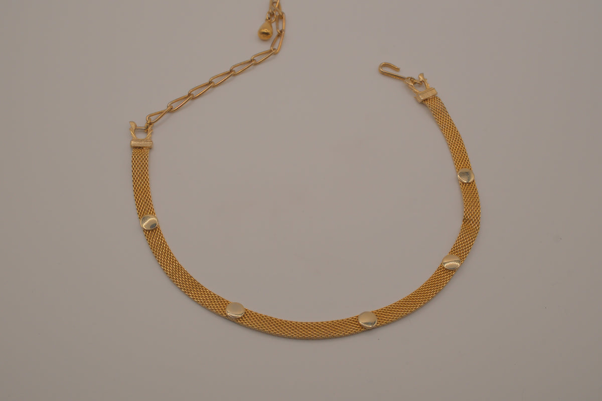 Vintage gold mesh choker necklace